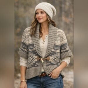 Ralph Lauren Gray and Cream Aztec Cardigan